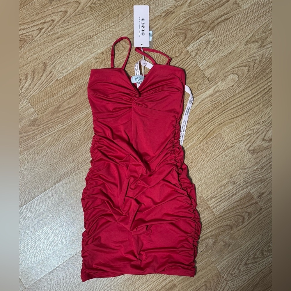US 4 red oh polly mini dress NWT